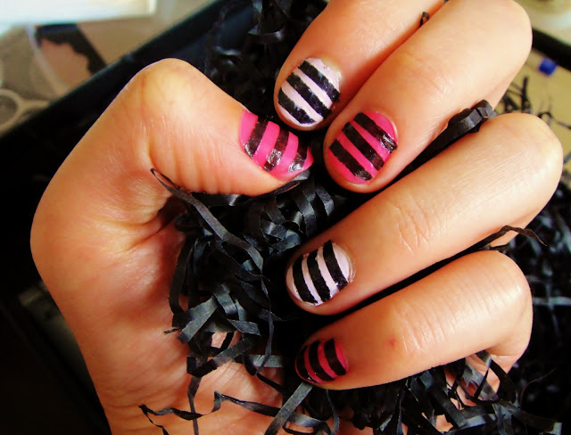 Pink Zebra Nail "Junkie" using recycled paper