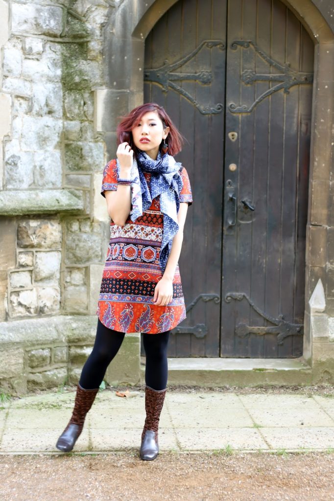 Outfit: Boohoo Dress for Autumn - 70s Print