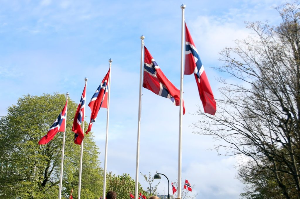 Celebrating 17 mai in Norway - Norwegian flags