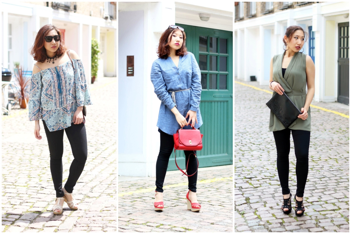 Three Outfits with Black Skinny Jeans