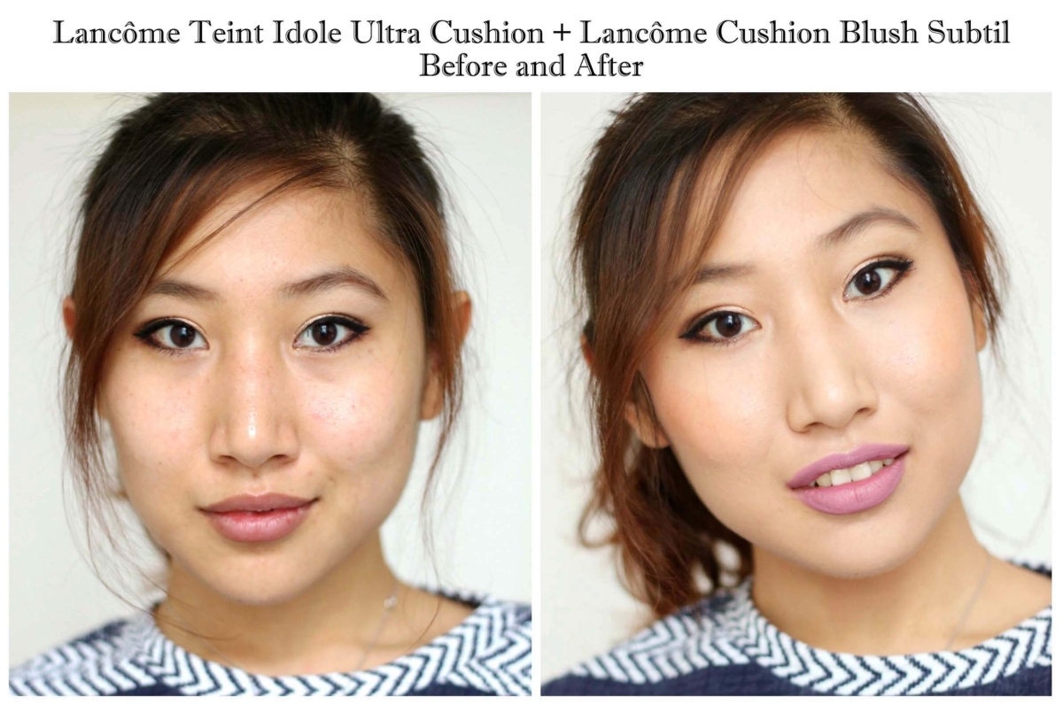 Lancôme Teint Idole Ultra Cushion in Beige Peche & Cushion Blush Subtil in Orange Splash Review and Swatches