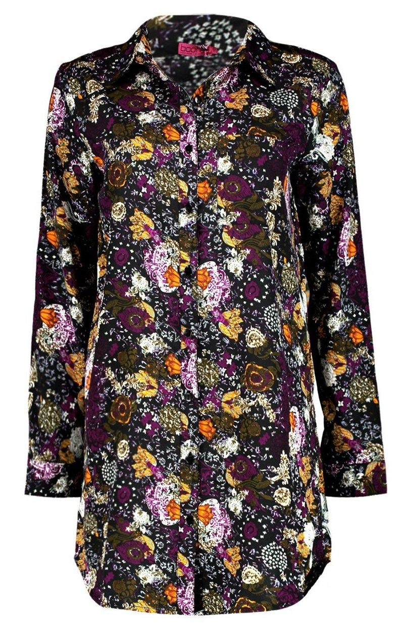 Boohoo Elizee Floral Shirt Dress