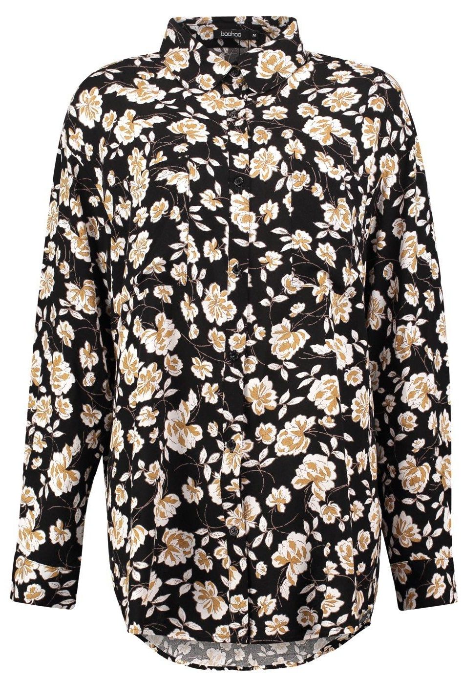 Boohoo Lucy Dark Floral Oversized Shirt